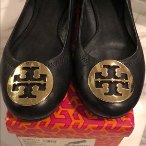 Tory Burch Black/Gold Classic Reva Ballet 8M